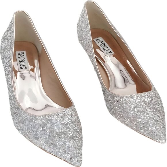 Badgley Mischka Madison II Glitter Pumps - Champagne, 8.5 US - Picture 1 of 6